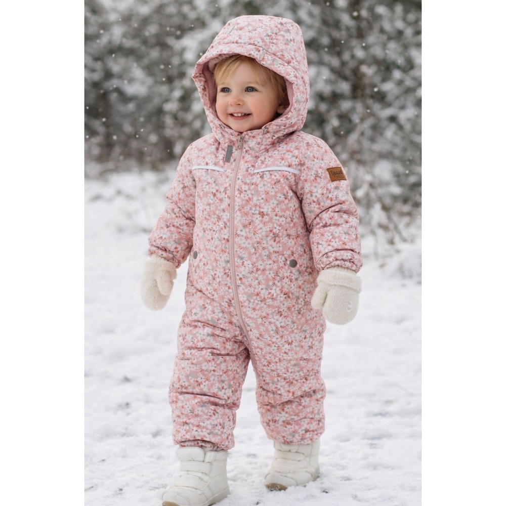 Deux Par Deux Pink Floral Fleece Lined One Piece Snowsuit 24M 86cm E30W65